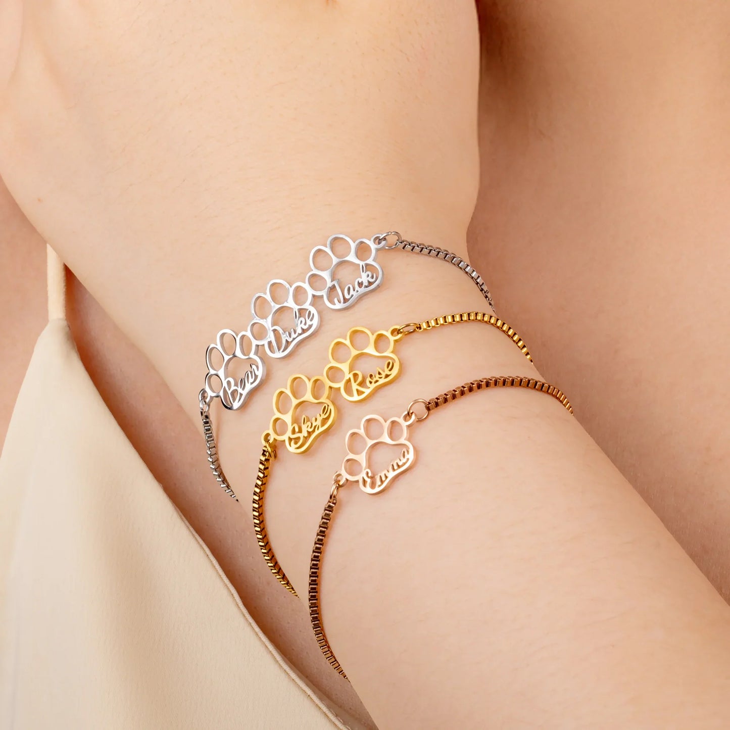 Skye | Personalized Paw Prints Bracelet