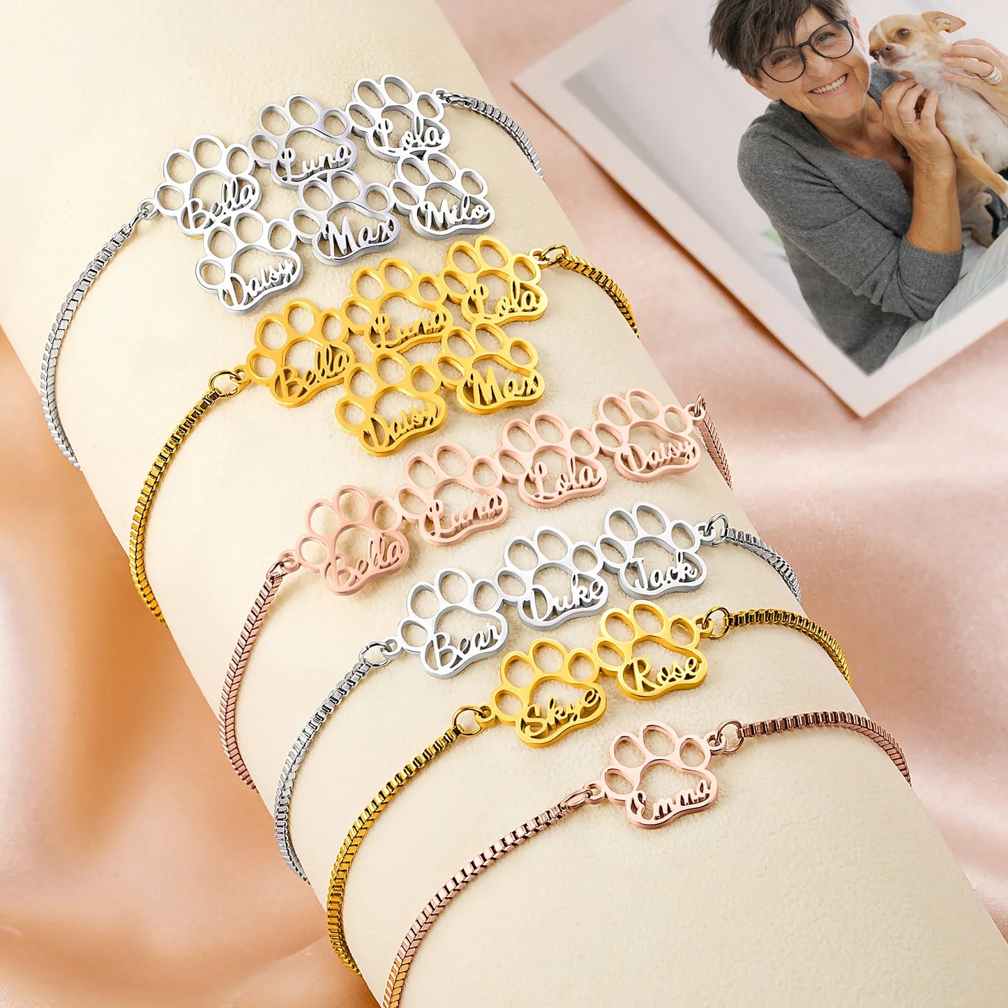 Skye | Personalized Paw Prints Bracelet