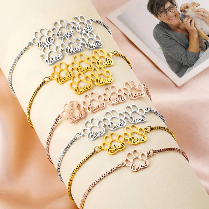 Skye | Personalized Paw Prints Bracelet